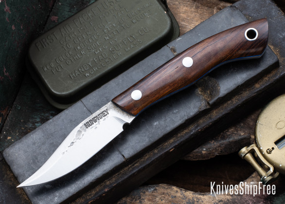 Lon Humphrey Knives: Mudbone Muskrat - Forged AEB-L - Desert Ironwood - Blue Liners - LH22AJ158