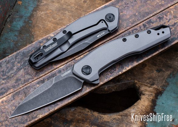 Kershaw Knives: Sanctum - Assisted Flipper - Stainless Steel Framelock - Gray PVD - 8Cr13MoV - BlackWash - 1815