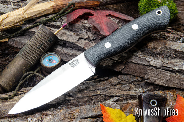 Bark River Knives: Mini Aurora - CPM-3V - Black Canvas Micarta - Matte