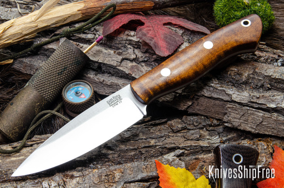 Bark River Knives: Mini Aurora - CPM-3V - Dark Curly Maple - Red Liners #3