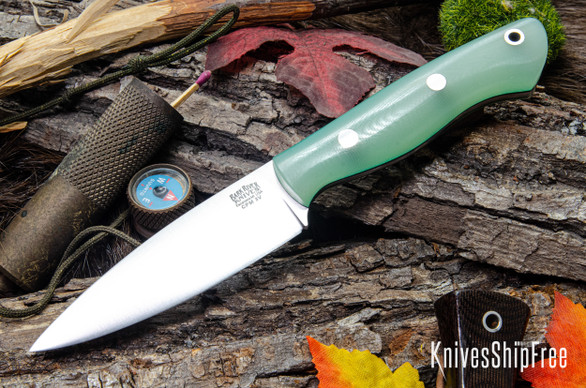 Bark River Knives: Mini Aurora - CPM-3V - Ghost Green Jade G-10 - Green Liners