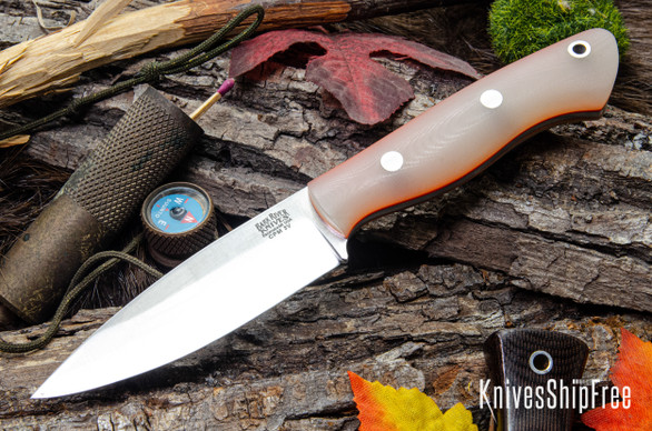 Bark River Knives: Mini Aurora - CPM-3V - Ghost Green Jade G-10 - Orange Liners - Matte