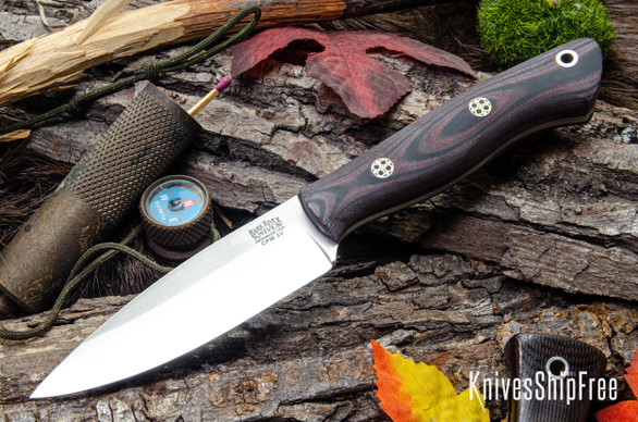 Bark River Knives: Mini Aurora - CPM-3V - Red & Black Suretouch - Matte - Mosaic Pins