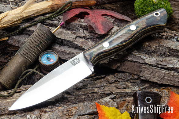 Bark River Knives: Mini Aurora - CPM-3V - Snakeskin Burgundy Canvas Micarta - White Liners