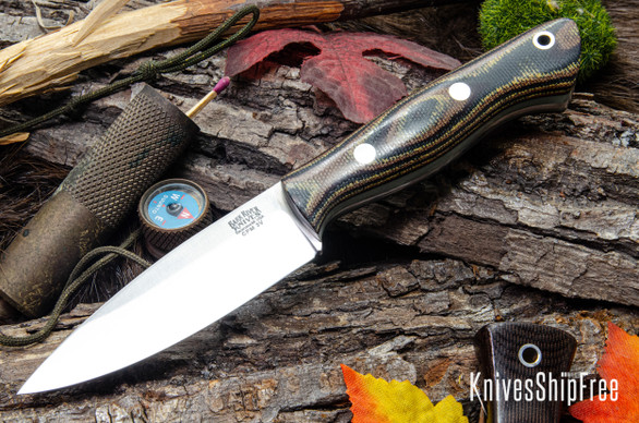 Bark River Knives: Mini Aurora - CPM-3V - Snakeskin Burgundy Canvas Micarta - Glow Liner