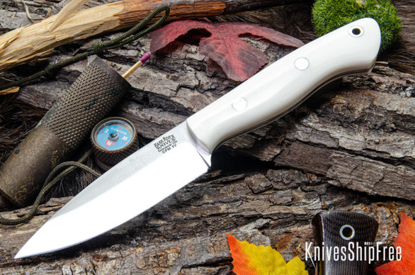 Bark River Knives: Mini Aurora - CPM-3V - White Linen Micarta