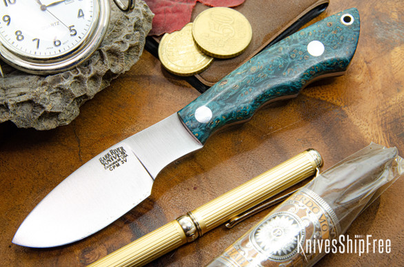 Bark River Knives: Mini Canadian - CPM-3V - Turquoise & Gold Maple Burl