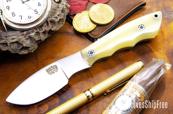 Bark River Knives: Mini Canadian - CPM-3V - Dune G-10 - White Liners - Mosaic Pins