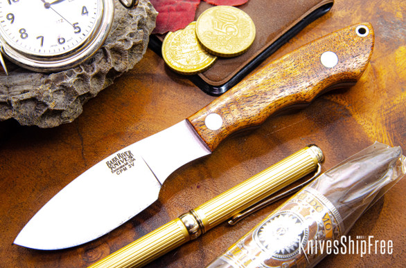 Bark River Knives: Mini Canadian - CPM-3V - Mesquite Burl - Black Liners