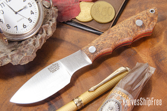 Bark River Knives: Mini Canadian - CPM-3V - Mesquite Burl - Red Liners #1