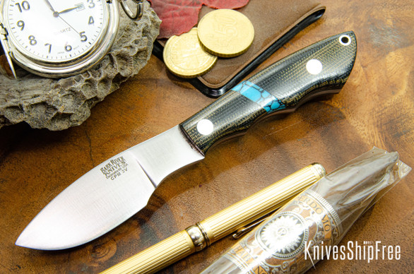 Bark River Knives: Mini Canadian - CPM-3V - Black & Green Canvas Micarta - AZ Jade Spacer - Forest Green Liners