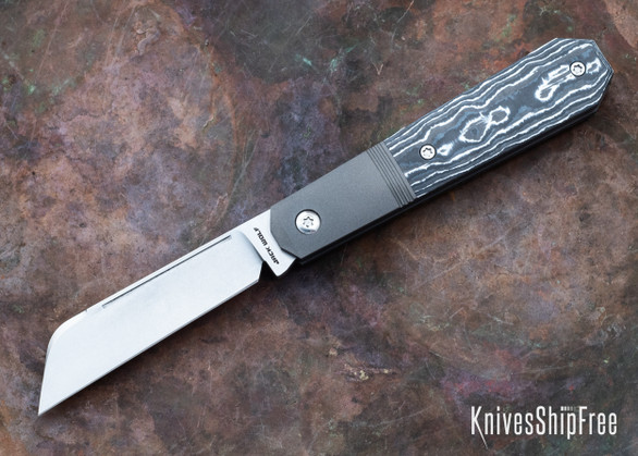 Jack Wolf Knives: Midnight Jack - Titanium Liners & Bolsters - CPM-S90V - White Storm Fat Carbon