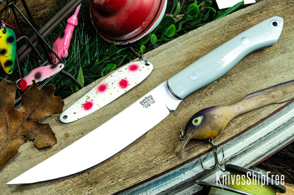 Bark River Knives: Kalahari Mini-Sportsman - CPM 154 - Battleship Gray G-10 - Blue Liners