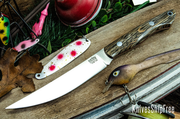 Bark River Knives: Kalahari Mini-Sportsman - CPM 154 - Bog Oak - Red Liners