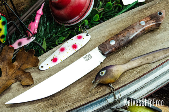 Bark River Knives: Kalahari Mini-Sportsman - CPM 154 - Salmon Maple Burl