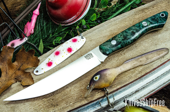 Bark River Knives: Kalahari Mini-Sportsman - CPM 154 - Evergreen Maple Burl