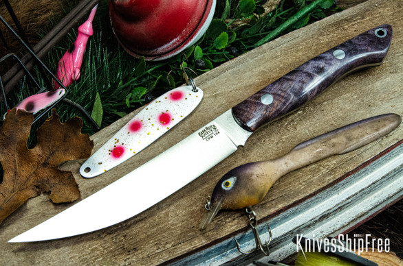 Bark River Knives: Kalahari Mini-Sportsman - CPM 154 - Purple Tigertail Maple Maple Burl