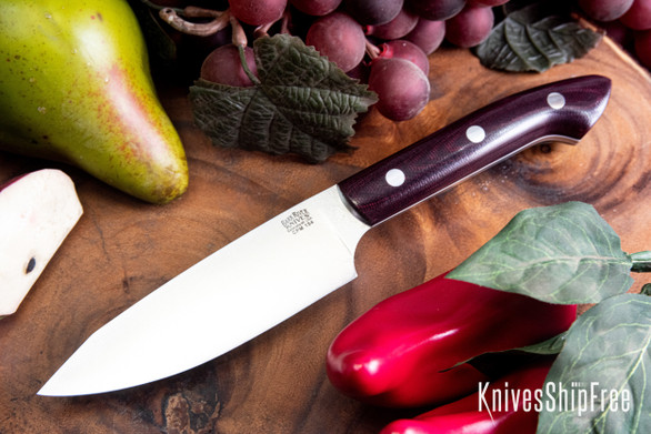 Bark River Knives: Petty Z - CPM-154 - Burgundy Canvas Micarta - White Liners