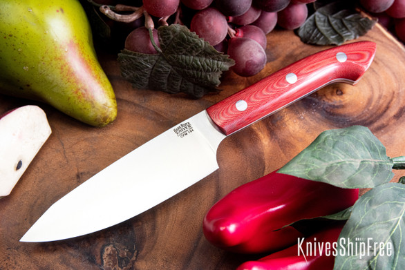 Bark River Knives: Petty Z - CPM-154 - Red Linen Micarta - White Liners