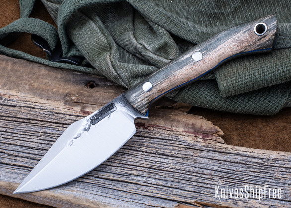 Lon Humphrey Knives: Blacktail - Forged 52100 - Storm Maple - Blue Liners - LH22CJ015