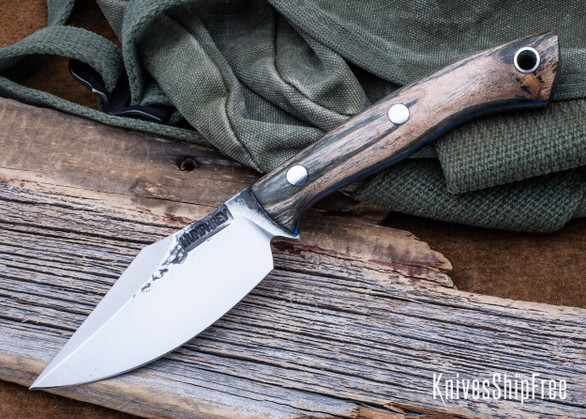 Lon Humphrey Knives: Blacktail - Forged 52100 - Storm Maple - Blue Liners - LH22CJ016