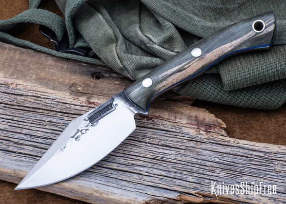 Lon Humphrey Knives: Blacktail - Forged 52100 - Storm Maple - Blue Liners - LH22CJ019