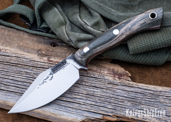 Lon Humphrey Knives: Blacktail - Forged 52100 - Storm Maple - Red Liners - LH22CJ028
