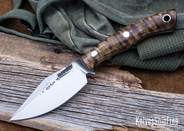 Lon Humphrey Knives: Blacktail - Forged 52100 - Curly Maple - Black Liners - LH22CJ036