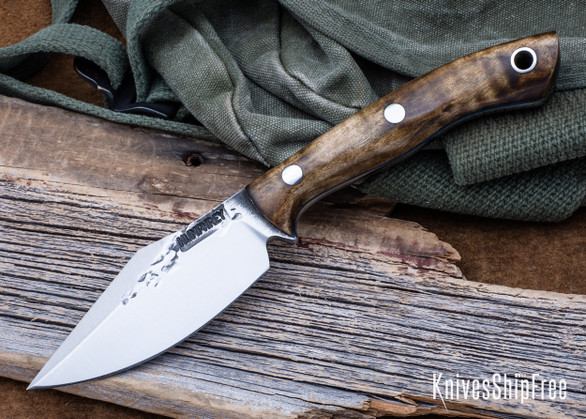 Lon Humphrey Knives: Blacktail - Forged 52100 - Curly Maple - Blue Liners - LH22CJ039