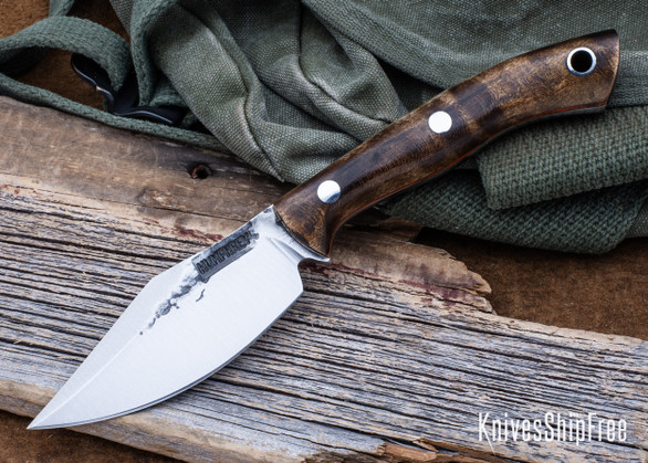 Lon Humphrey Knives: Blacktail - Forged 52100 - Curly Maple - Orange Liners - LH22CJ049