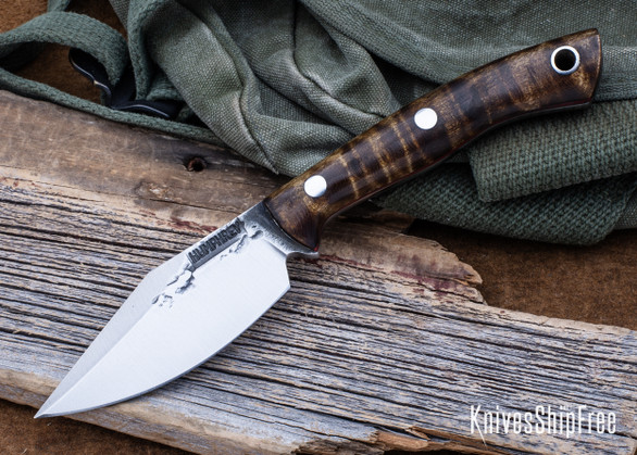 Lon Humphrey Knives: Blacktail - Forged 52100 - Curly Maple - Red Liners - LH22CJ050