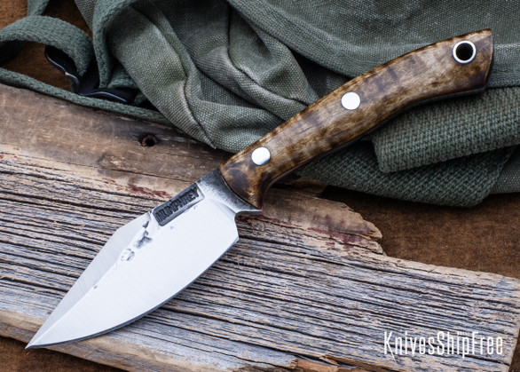 Lon Humphrey Knives: Blacktail - Forged 52100 - Curly Maple - Red Liners - LH22CJ051