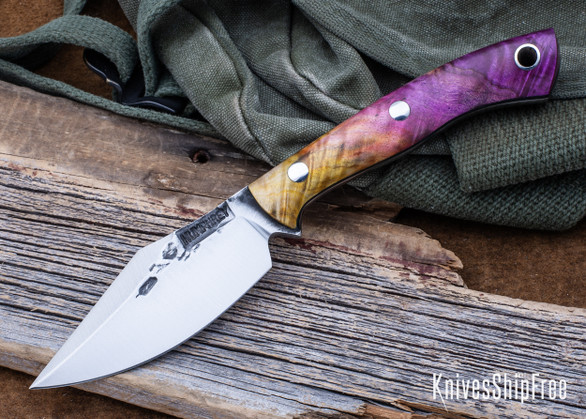 Lon Humphrey Knives: Blacktail - Forged 52100 - Box Elder Burl - Black Liners - LH22CJ077