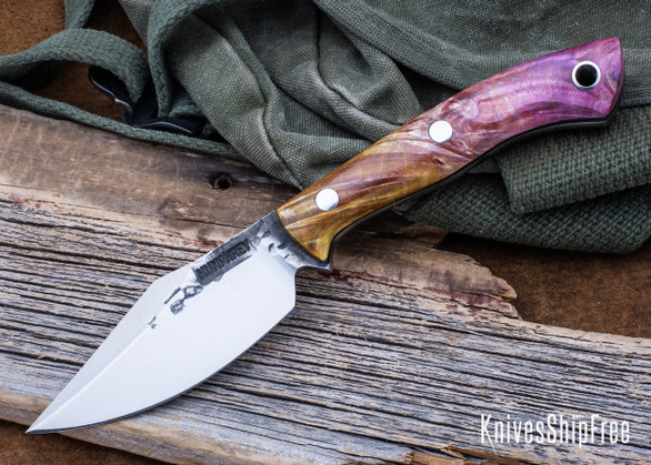 Lon Humphrey Knives: Blacktail - Forged 52100 - Box Elder Burl - Black Liners - LH22CJ081