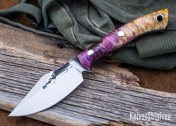 Lon Humphrey Knives: Blacktail - Forged 52100 - Box Elder Burl - Black Liners - LH22CJ084