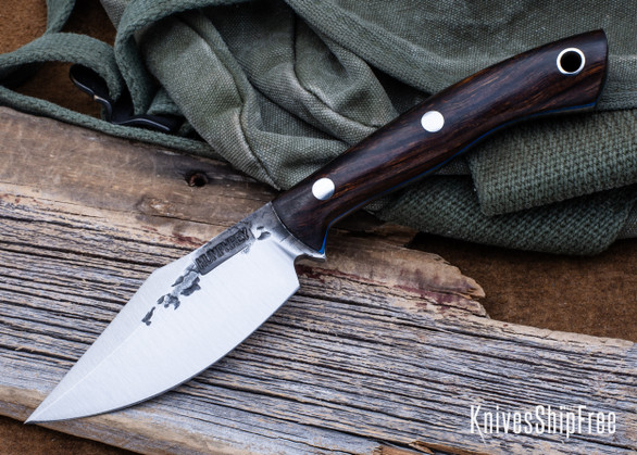 Lon Humphrey Knives: Blacktail - Forged 52100 - Desert Ironwood - Blue Liners - LH22CJ150