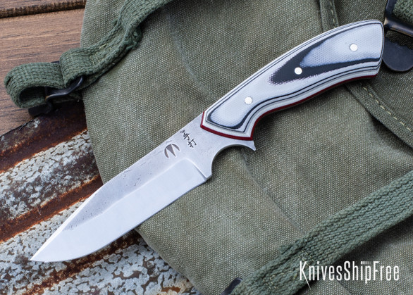 5612  Carter Cutlery: Muteki - Aviator - White & Black G10 - Red Linen Micarta & White G10 Liners - CC21CJ004