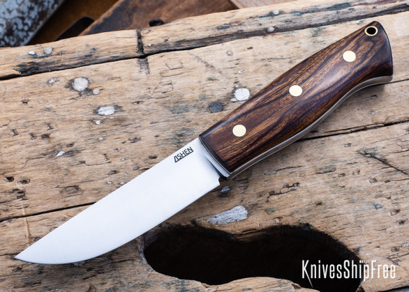 Lishen Knives: Woodsman - Desert Ironwood - Brass Pins - White Liners - LK08DJ035