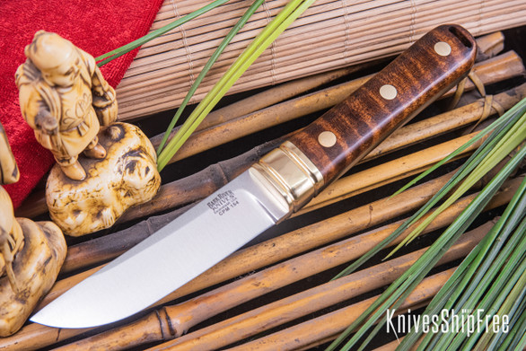 Bark River Knives: Kitsune Tanto - CPM 154 - Brass Bolster - Dark Curly Maple #3