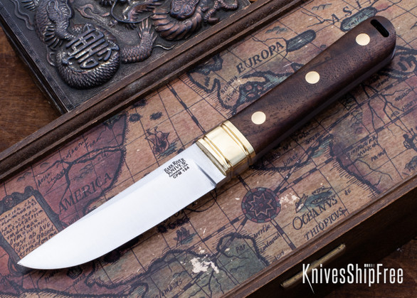 Bark River Knives: Kitsune Tanto - CPM 154 - Brass Bolster - Walnut Burl #2