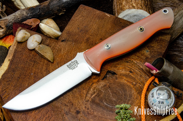 Bark River Knives: Gunny - PSB-27 - Ghost Green Jade G-10 - Orange Liners - Mosaic Pins