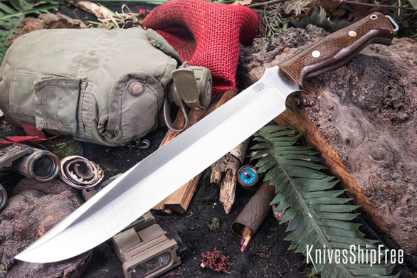 Bark River Knives: Bravo III - CPM 3V - Tan Burlap - Black Liners - Brass Pins
