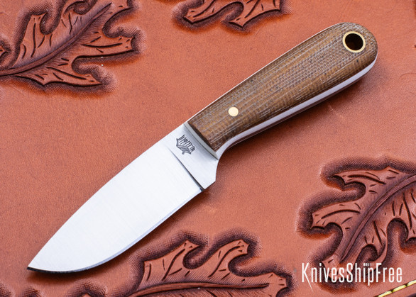 L.T. Wright Knives: Frontier First - Natural Micarta - Matte - White Liners - 01 Tool Steel - Flat