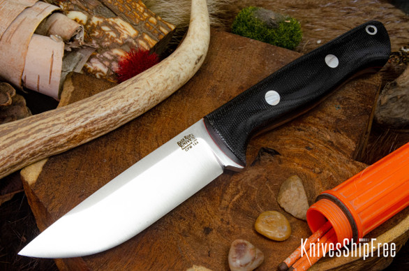 Bark River Knives: Bravo 1 - CPM 154 - Rampless - Black Canvas Micarta - Red Liners
