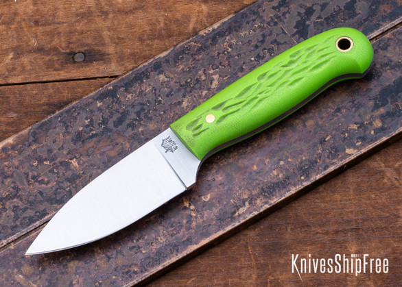 L.T. Wright Knives: Patriot - Jigged Toxic Green G10 - A2 Tool Steel - Flat Ground