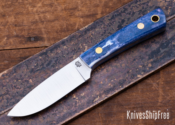  L.T. Wright Knives: Small Pouter - Blue Bone - Grey Liners - AEB-L - Flat Ground