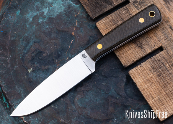 L.T. Wright Knives: Large Pouter - Green Canvas Micarta - Polished - White Liners - AEB-L - Flat Ground