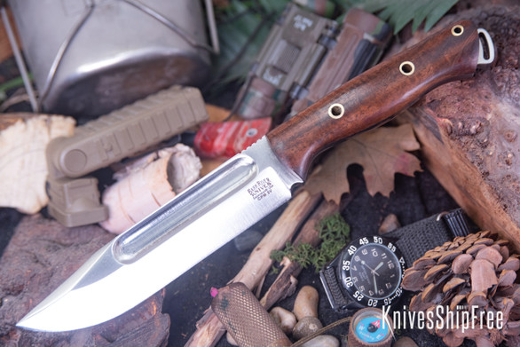 Bark River Knives: Squad Leader II - CPM 3V - American Walnut - Hollow Brass Pins