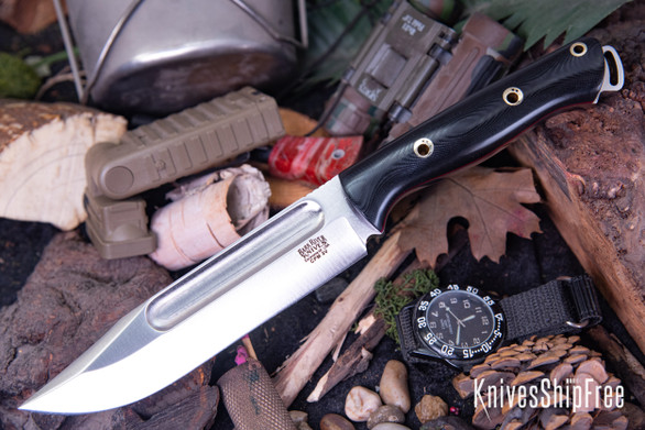 Bark River Knives: Squad Leader II - CPM 3V - Black G-10 - Red Liners - Mosaic Pins