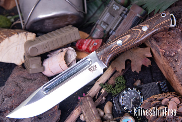Bark River Knives: Squad Leader II - CPM 3V - Bog Oak - Natural Liners